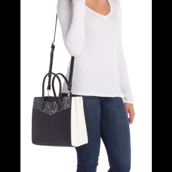 Talia Snake Embossed Convertible Crossbody Satchel - Picture 2 of 4